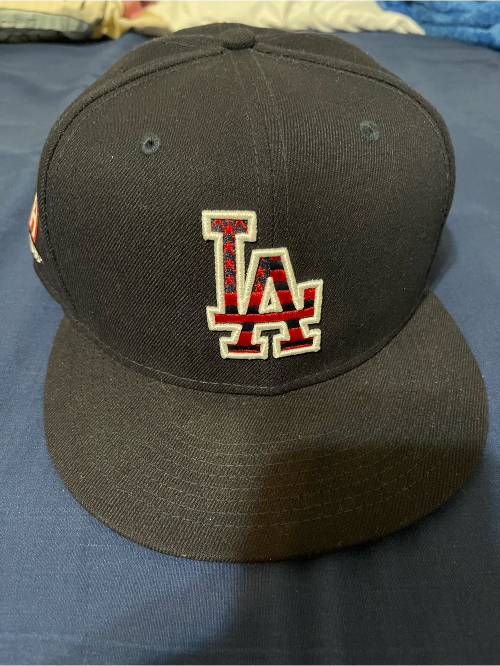 New Era Black  LA Logo Baseball Cap with Red & White Accent